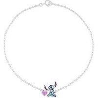 Disney Sterling Silver Stitch And Heart Bracelet