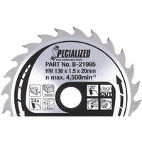Makita SPECIALIZED Cordless Circular Saw Blade for Wood Cutting 136mm 24T 20mm