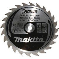 Makita SPECIALIZED Cordless Circular Saw Blade for Wood Cutting 136mm 24T 10mm