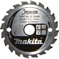 Makita SPECIALIZED Cordless Circular Saw Blade for Wood Cutting 85mm 20T 15mm