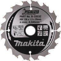 Makita B-33532 Specialized Circular Saw Blade 136 x 20mm 16T