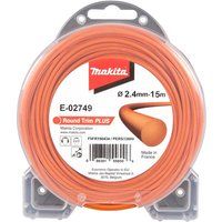 Makita E-02749 Mowing Line Round 2.4 mm x 15 m Round Trim Plus Trimmer Line, Nylon, Orange, for Grass Trimmers and Brush Cutters