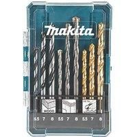 Makita D-71978 9 Piece HSS Metal Brad Point Wood TCT Masonry Mix Drill Bit Set