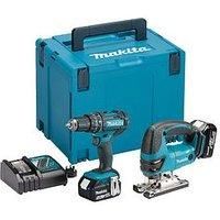 Makita DLX2134TJ Cordless 18V LXT DJV180 Jigsaw & DHP482 Combi Drill Twin Set