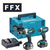 Makita DLX2145TJ Combi Drill and Impact Driver 18 V Kit with 2 x 5.0 Ah Batts and 1 DC18RC Charger