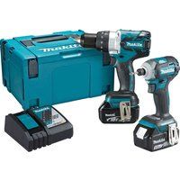 Makita DLX2214TJ 18v LXT Cordless Combi Drill and Impact Driver Kit 2 x 5ah Li-ion Battery Charger Case