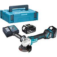Makita DGA463RTJ 18V Li-Ion LXT Brushless 115mm Angle Grinder Complete with 2 x 5.0 Ah Li-Ion Batteries and Charger, Supplied in A Makpac Case