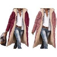 Grey 2-in-1 Reversible Women's Long Double-Sided Hooded Cotton Jacket - Plush Lining & Hooded - 6 Sizes & 9 Colours