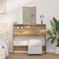 Berkfield Home Dressing Table with Drawers - Artisan Oak, 100x41x140 cm in Brown | Size: 100 x 41 x 140 cm