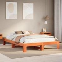 Bed Frame without Mattress Wax Brown 150x200 cm King Size Solid Wood Pine
