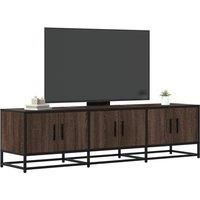 TV Cabinet Brown Oak 150x35x41 cm Engineered Wood and Metal