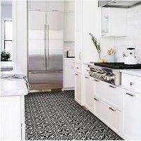 WallPops FP2475 Gothic Peel & Stick Floor Tiles, Blacks, Set of 10 Piece, 12 x 12 inches