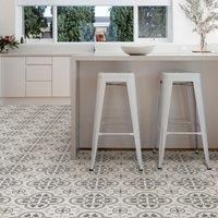 Floorpops Remy Self Adhesive Floor Tiles Grey and White