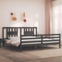 Bed Frame with Headboard Grey 200x200 cm Solid Wood