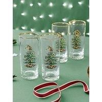 Spode Christmas Tree Hi-Ball Glasses Set of 4