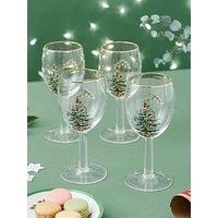 Portmeirion Home & Gifts Spode Wine Glass Boxed Set, Glass, Multi-Colour, Set of 4, 0.38 liters