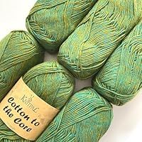 Cotton to The Core Knit & Crochet Yarn, Soft for Babies, 6 skeins, 780 metres/300 Grams, DK Light Worsted Gauge 3, Machine Wash (Mossy Green)