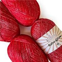 (RED ONLY) Retro-Glam Metallic Sparkle Yarn, Sheen, Soft, 4 1172m/400g, #3 Red)