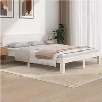 Bed Frame White Solid Wood Pine 140x190 cm