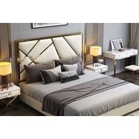 Iconic Gold Line Plush Bed Frame - 5 Options - Blue