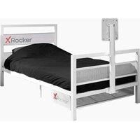 X Rocker Single 3ft Gaming Bed Frame TV Mount Metal White Storage Shelf Basecamp