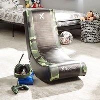 X-Rocker Geo Camo Kids Gaming Chair - Foldable Floor Rocker for Console & Video Games, Low Rocking Seat for Children & Juniors – Green, Amazon Exclusive