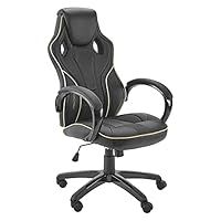 X-Rocker Maverick Gaming Racing Desk Chair, Adjustable Computer Office Chair with Mid-Back Support, PU Leather Height Adjustable Swivel Base with Natural Lumbar Support Curve - BLACK/GOLD
