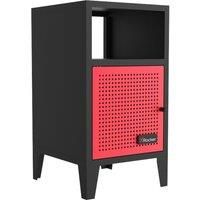 X Rocker Mesh-Tek Bedside Table Storage Cabinet Unit Metal Nightstand Black Red
