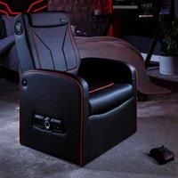 X-Rocker Luxe Ottoman Armchair Single Padded Seat with 2.1 Audio Speakers, Faux Leather Sofa Lounge Seat for Kids and Juniors, Console Gaming Chair with Storage for PS, XBOX, Nintendo - BLACK