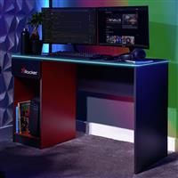 X Rocker Carbon-Tek Desk with Wireless Charging and LED Lights, Grey