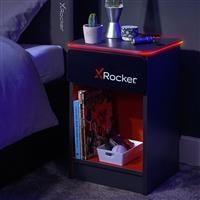 X Rocker Carbon-Tek Bedside Table with Wireless Charging and LED Lights, Grey