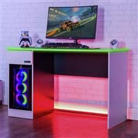 X Rocker Carbon-Tek Desk With Wireless Charging and LED Lights White