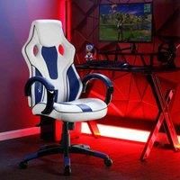 Maverick PC Office Gaming Chair - White and Blue, Blk/Gold