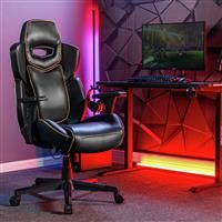 X ROCKER Drogon PC Gaming Chair, Lumbar Support & Wide Seat BLACK GOLD CLEARANCE