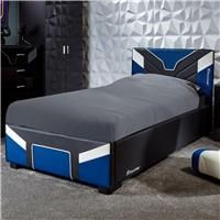 X-Rocker Cerberus MKII Ottoman Gas Lift Upholstered Platform Bed Frame with Storage, Ottoman Gaming Bed with Hydraulic Lifting Under Bed Storage, Single 3ft - BLUE BLACK WHITE