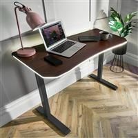 OKA Home Office Desk LED Lights Wireless Charging 110cm or 140cm Walnut Effect