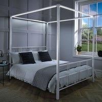 FERN Four Poster Bed LED Lights 3ft 4ft6 WHITE
