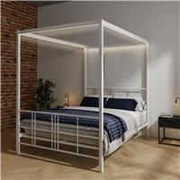 Fern Four Poster Canopy Bed Frame With Led Lighting - White
