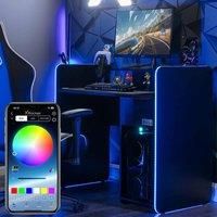 X ROCKER Electra PC Gaming Desk Drawer App Control LEDs Wireless Charging Black