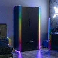 X Rocker Electra 2 Door Wardrobe with Drawer and App Controlled LED Lights