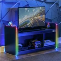 X-Rocker Electra LED TV Unit 2 Shelf Modern Matte MDF Living Room Cabinet Media Stand Furniture App Controlled RGB Light Black 107cm 42" TV