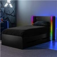 X Rocker Electra RGB Single Gaming Bed With Storage and App Controlled LED Lights, Black