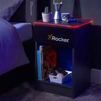 XRocker X Rocker Carbon-Tek Bedside Table With Wireless Charging and LED Lights Grey Blue, Multi