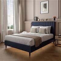 XR Living Maisie Fabric Bed Frame King Size Navy Blue, Blue