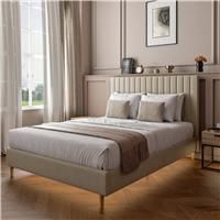 XR Living Maisie Fabric Bed Frame Double Natural Stone, Cream