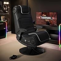 X-Rocker Pro 4.1 Pedestal, Stereo Audio Console Gaming Chair - Premium Comfort, Bluetooth Connectivity, Reactive Vibration, Wipe-Clean Faux Leather for Teens & Adults - Black