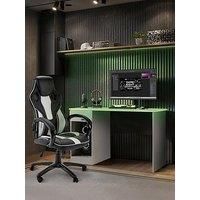 X Rocker X Rocker Gaming Bundle - Carbon-Tek Led Desk And Maverick Office Gaming Chair (White/Black)