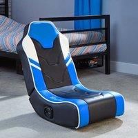 X-Rocker Shadow 2.0 Floor Rocker, Compact Foldable Low Video Gaming Chair with Built In Stereo Sound Speakers - Grey/Blue