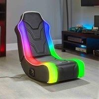 X-Rocker Chimera RGB LED Rocker Gaming Chair with Speakers, 2.0 Audio Foldable Floor Seat – Black