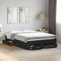 Bed Frame with Drawers without Mattress Black 140x190 cm